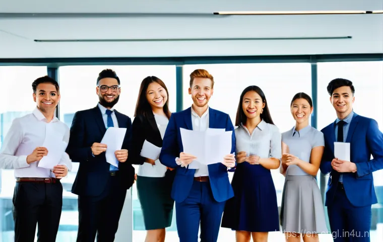 영어 시험으로 경력 쌓기 - **Global Career Breakthrough**
    A vibrant and dynamic image featuring a diverse group of young pr...
