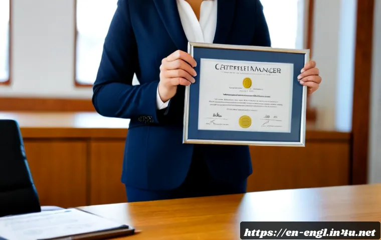 TOEIC 연봉 협상 활용 사례 - Photorealistic corporate salary negotiation in a bright modern American office, confident mid-career...